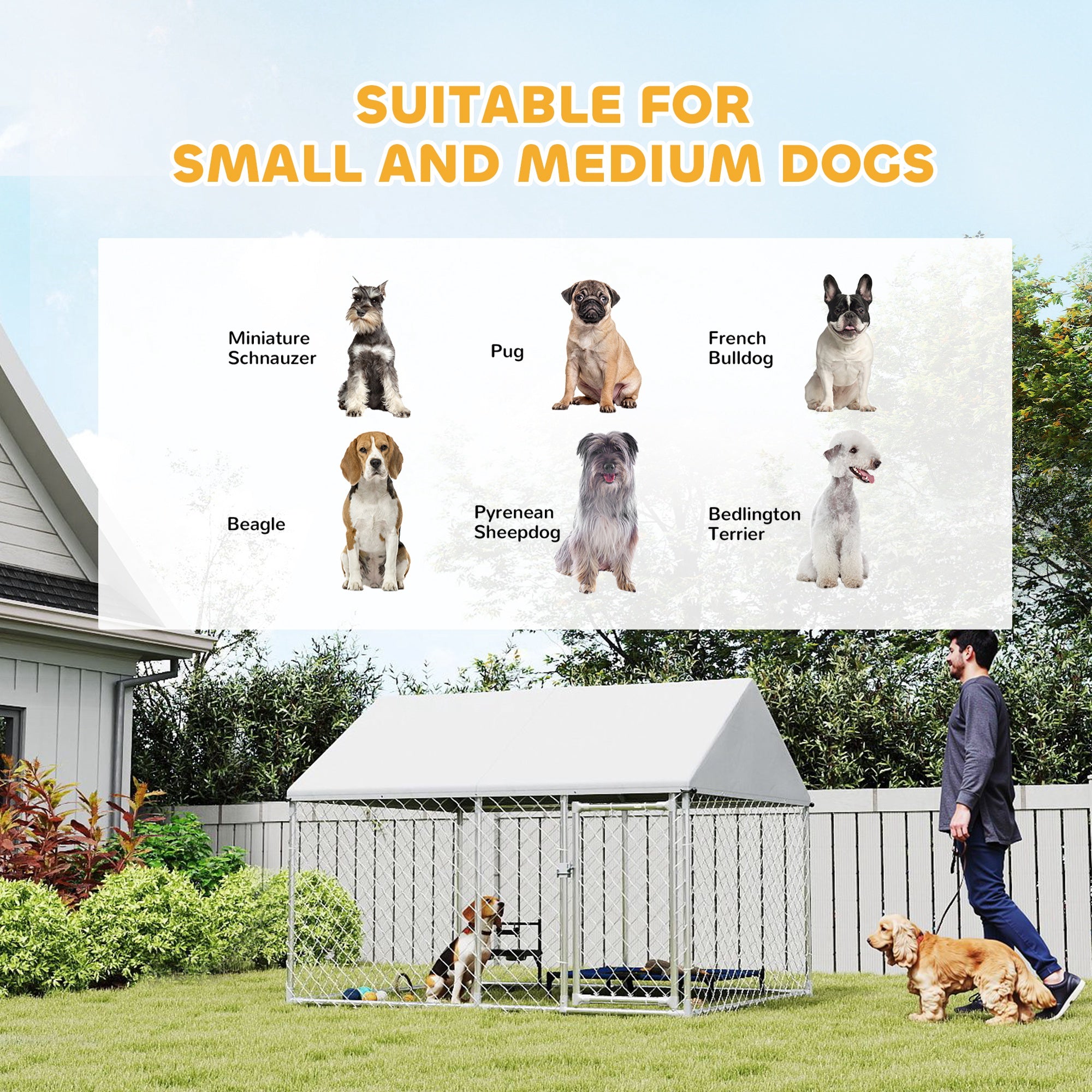 Outdoor Dog Kennel with Waterproof &; Anti-UV Cover, Quick-Connect Frame, Secure Lock for Small Medium Dogs Houses, Kennels & Pens at Gallery Canada