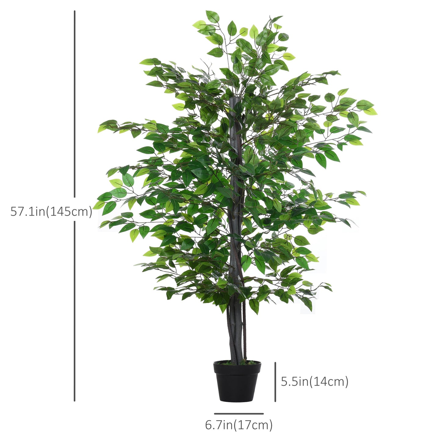 4.75FT Artificial Ficus Tree, Fake Tree with Leaves, Faux Plant in Nursery Pot for Indoor and Outdoor Decoration Artificial Trees   at Gallery Canada