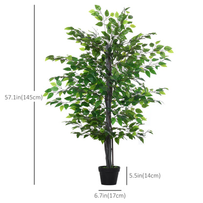 4.75FT Artificial Ficus Tree, Fake Tree with Leaves, Faux Plant in Nursery Pot for Indoor and Outdoor Decoration Artificial Trees   at Gallery Canada