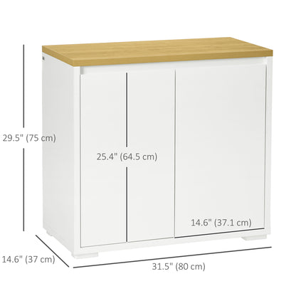 Sideboard Cabinet, Buffet Table with Double Door Cupboard and Adjustable Shelf for Living Room, Entryway, White Bar Cabinets   at Gallery Canada