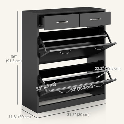 Narrow Shoe Storage with 2 Flip Drawers and Adjustable Shelves Shoe Cabinet Organizer for 12 Pairs of Shoes, Black Shoe Storage Cabinets & Racks at Gallery Canada