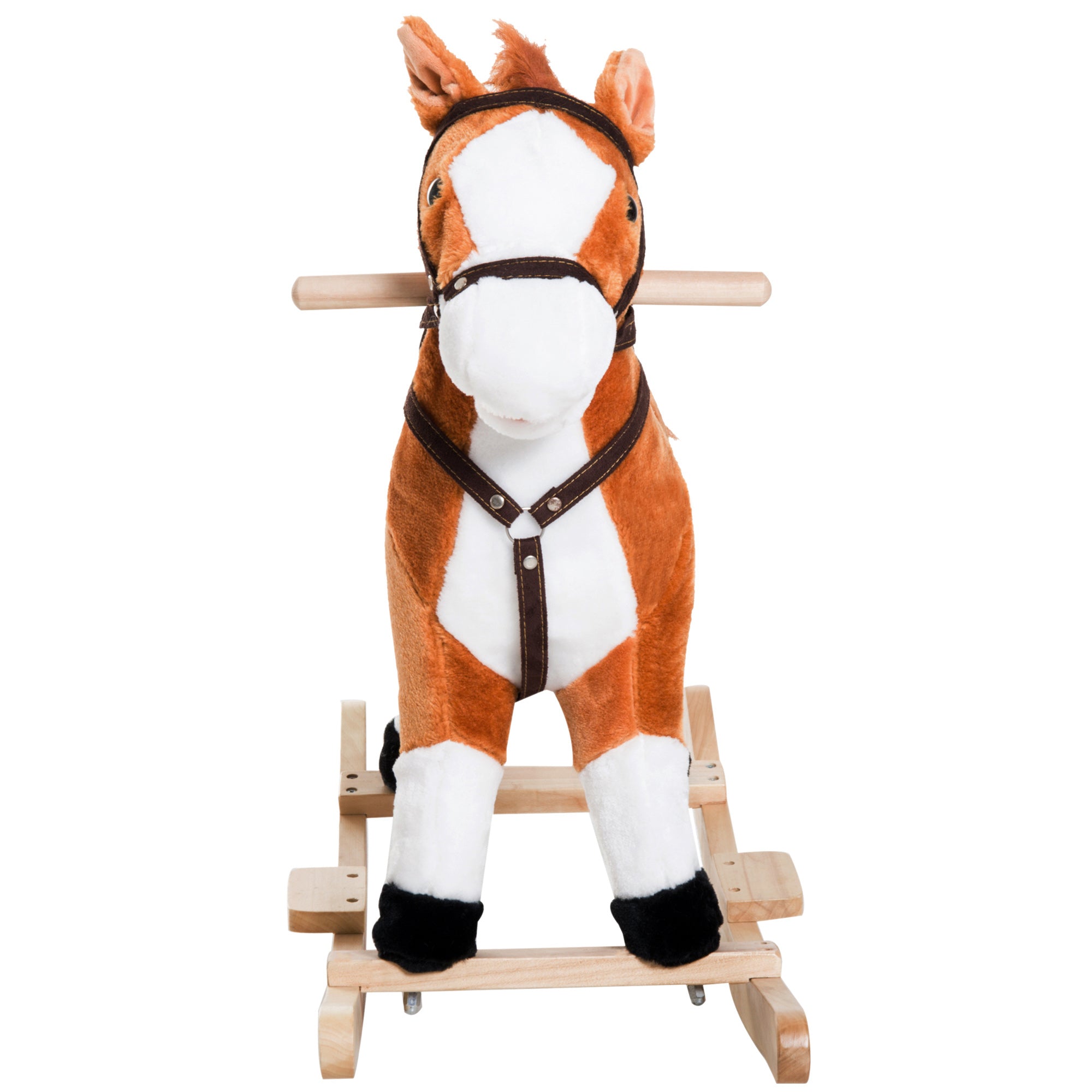 Kids Rocking Horse Child Plush Ride on Toy with Realistic Sound Red Brown Rocking Horses at Gallery Canada