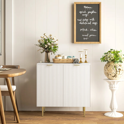 Modern Kitchen Storage Cabinet, Sideboard Buffet Cabinet with Adjustable Shelves and Metal Legs for Kitchen, White Bar Cabinets at Gallery Canada