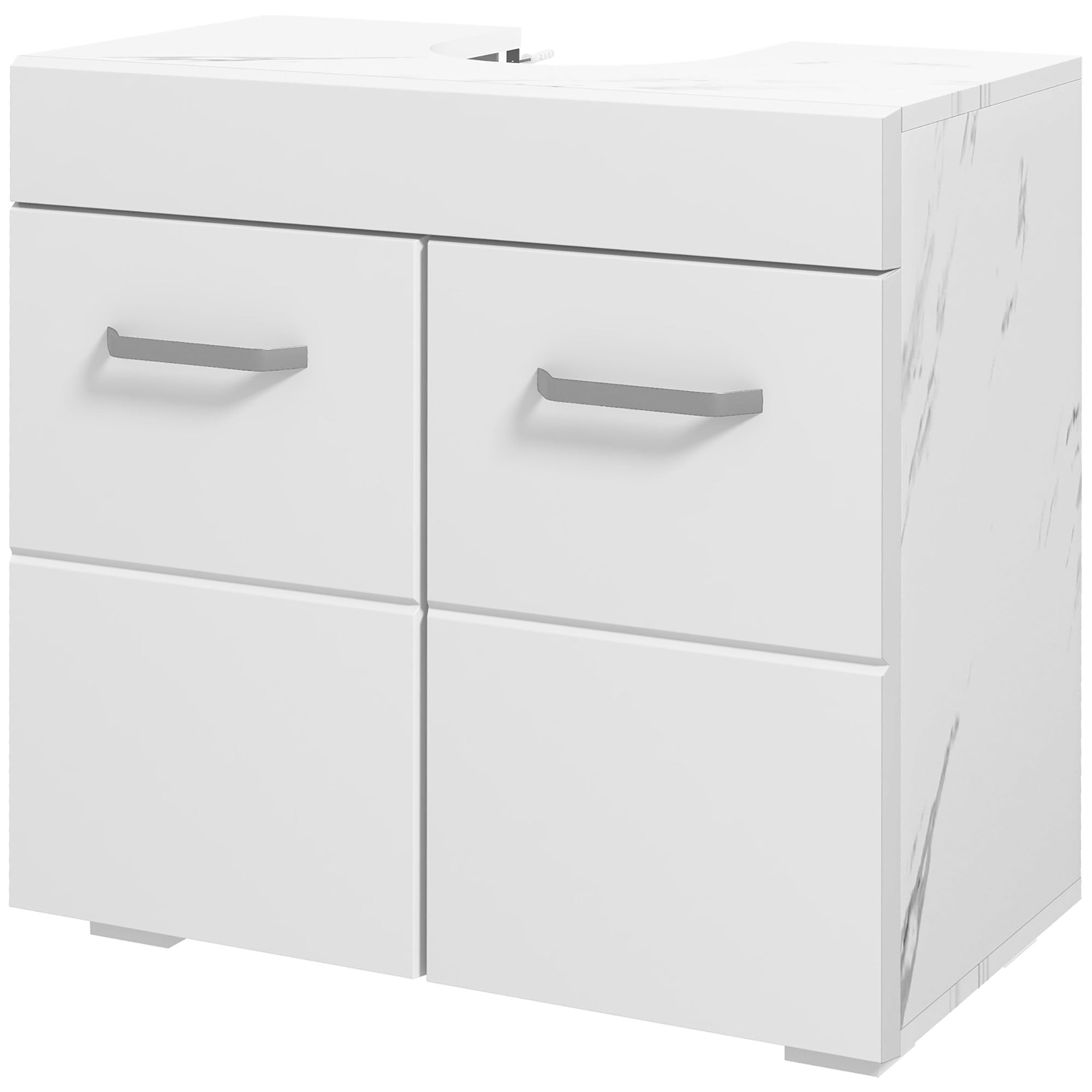 Bathroom Vanity Under Sink Cabinet, Pedestal Cabinet Storage with Double Doors and Adjustable Shelf, White Marbling Bathroom Cabinets White  at Gallery Canada