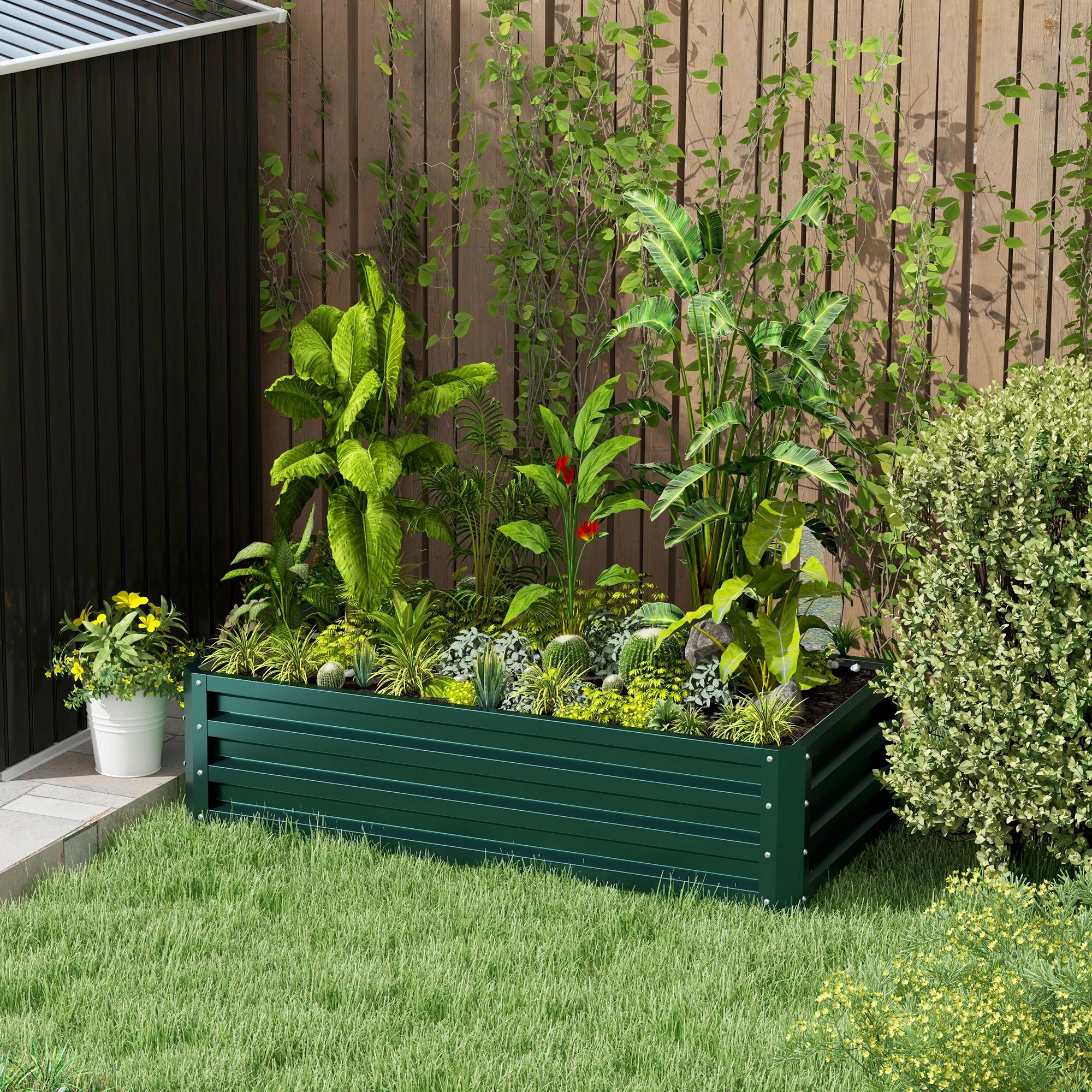 Galvanized Raised Garden Bed, Outdoor Planter Box for Vegetables, Flowers, Herbs, 4' x 2' x 1', Green Galvanized Planter Boxes at Gallery Canada