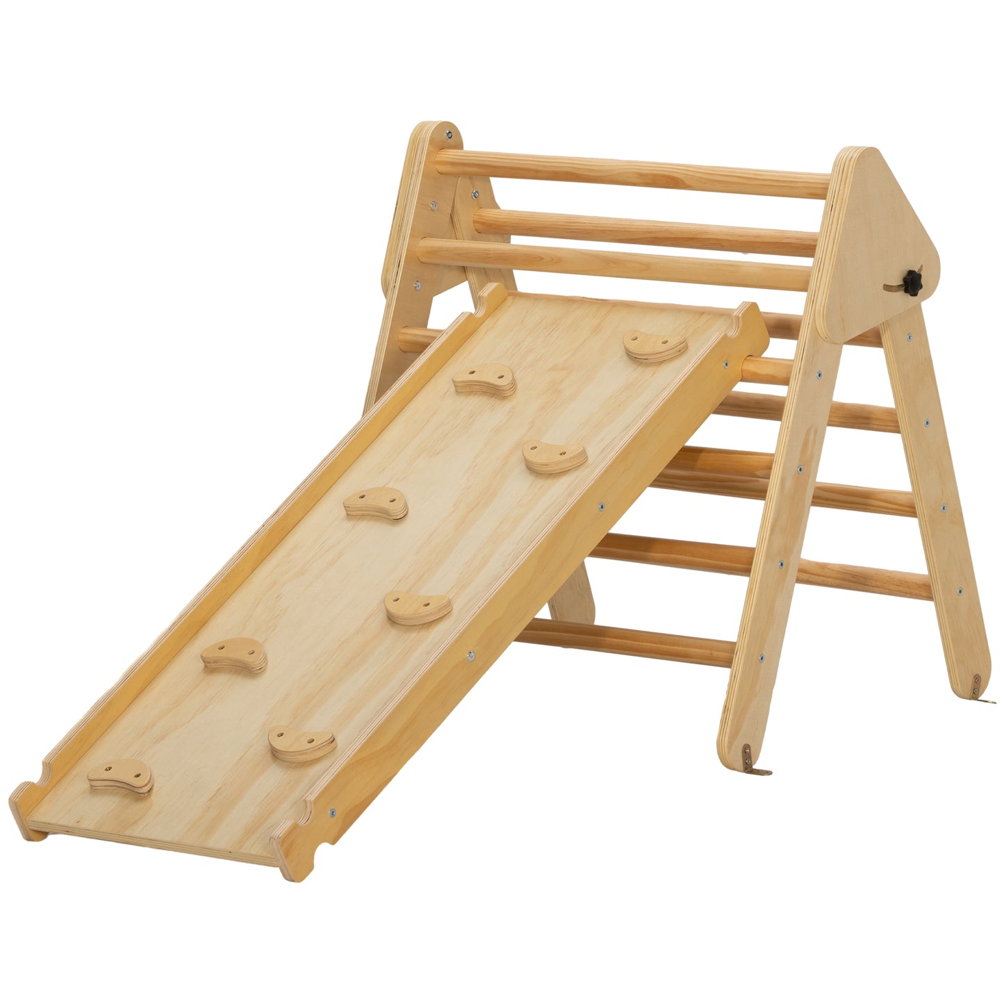 Pikler Triangle Set, 2 in 1 Climbing Toys with Ramp for Toddlers, Nature Wood Baby Gym & Playmats   at Gallery Canada