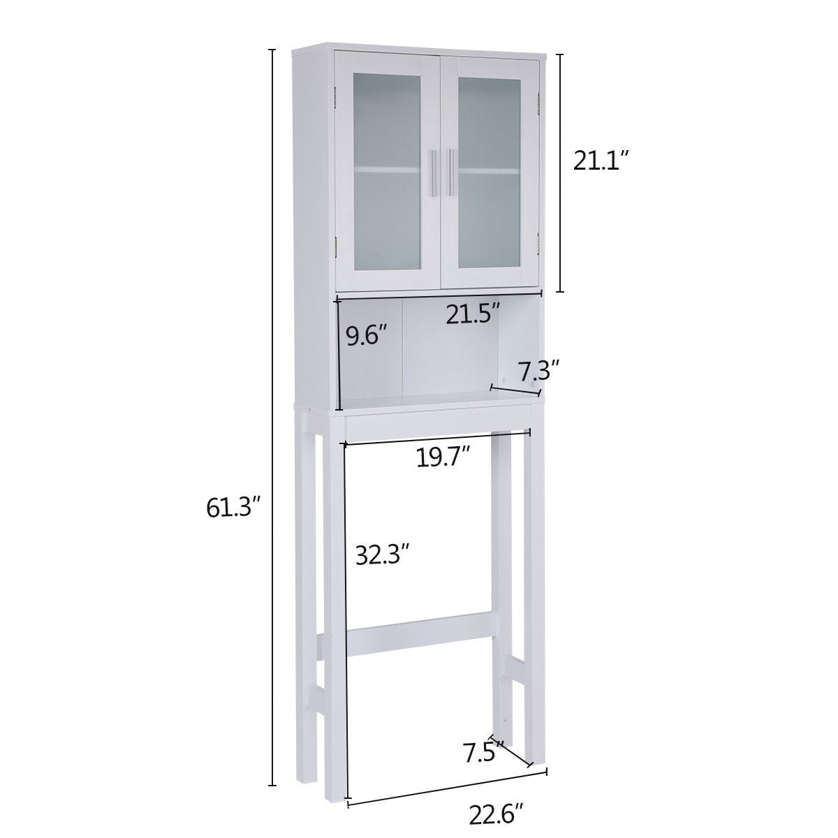 Wooden over the toilet Storage Cabinet with Tower Rack, White Bathroom Etagere   at Gallery Canada