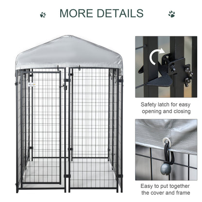 6' x 4' x 6' Large Outdoor Dog Kennel Steel Fence with UV-Resistant Oxford Cloth Roof &; Secure Lock Houses, Kennels & Pens   at Gallery Canada