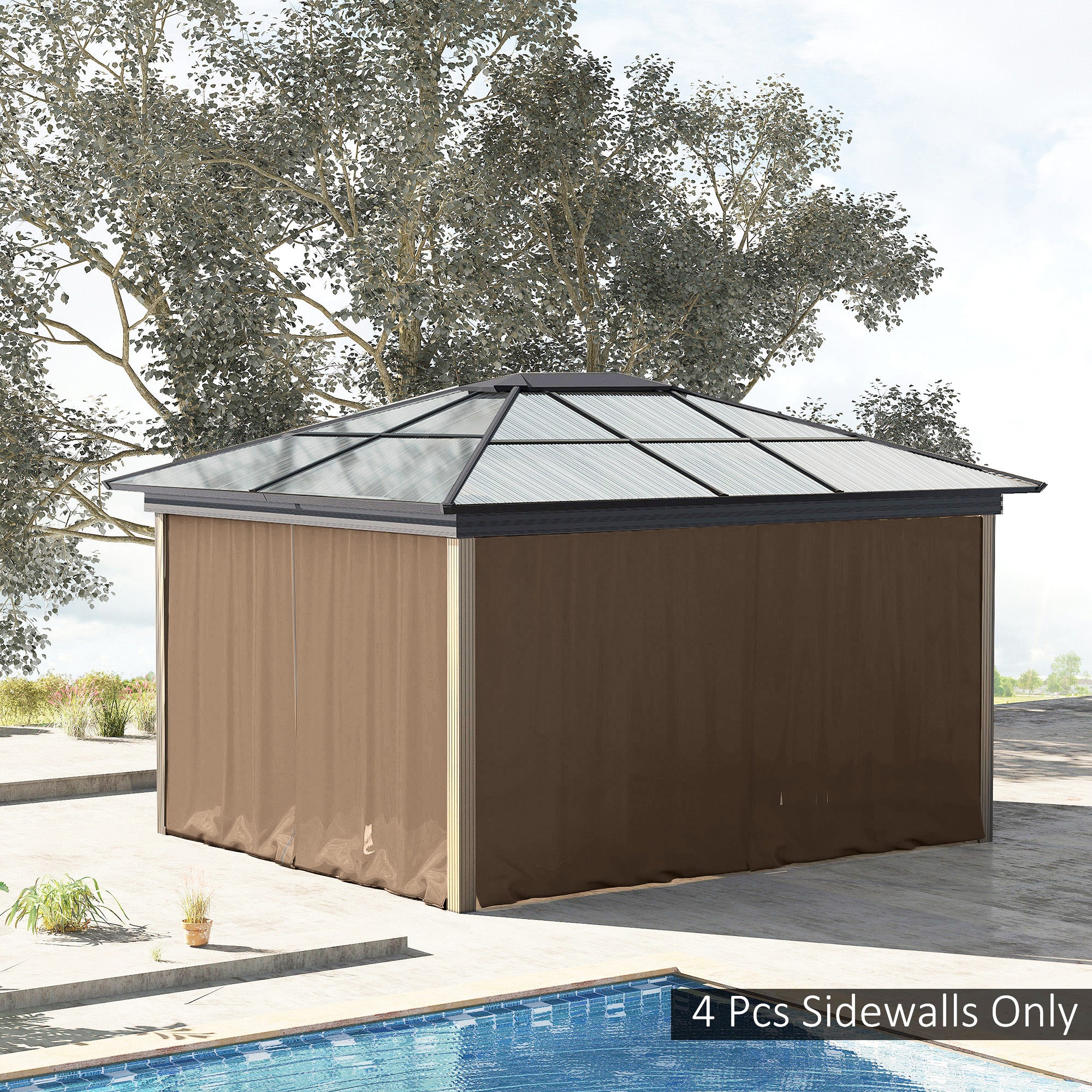 10' x 10' Universal Gazebo Sidewall Set with 4 Panels, Hooks/C-Rings Included for Pergolas &; Cabanas, Brown Gazebo Sidewalls at Gallery Canada