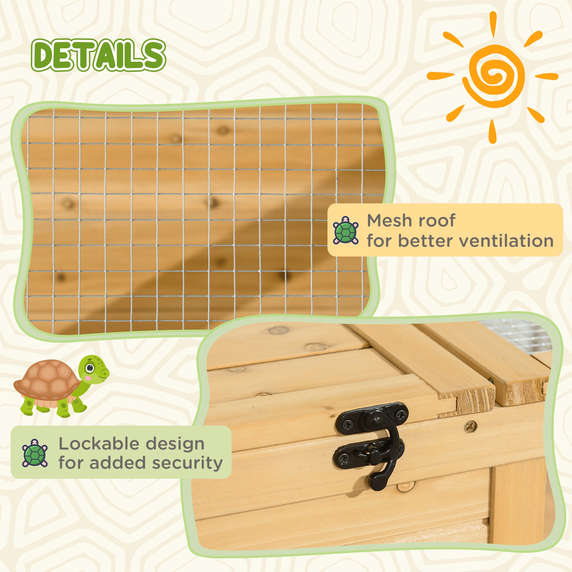 Wood Tortoise House for Lizards, Geckos, Indoor Outdoor Use, 35.8