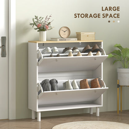 2 Drawers Shoe Storage Cabinet with Adjustable Shelves for 16 Pairs of Shoes, White Shoe Storage Cabinets & Racks   at Gallery Canada