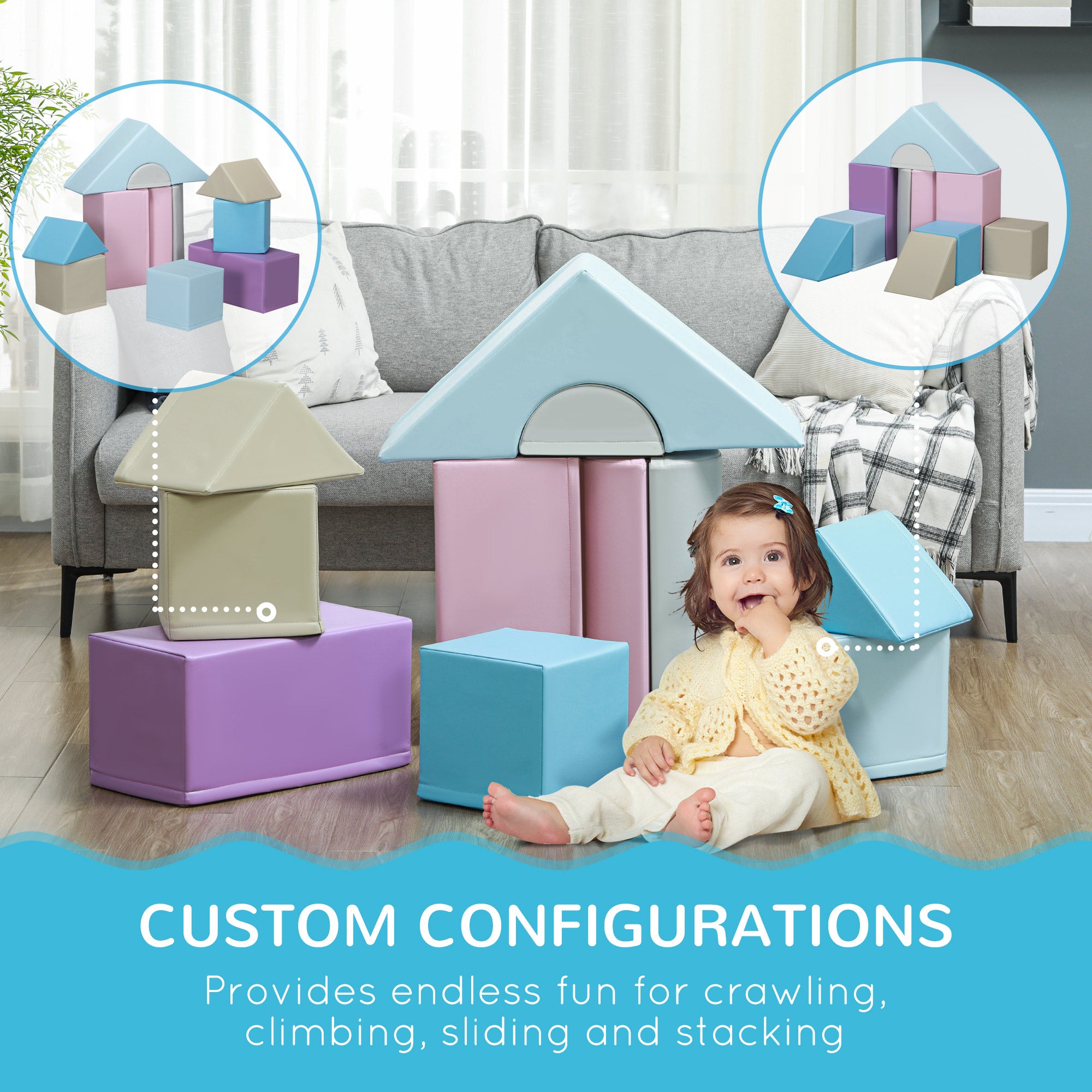 11 Piece Soft Play Blocks Kids Climb and Crawl Gym Toy Foam Building Multicolour Baby Gym & Playmats at Gallery Canada