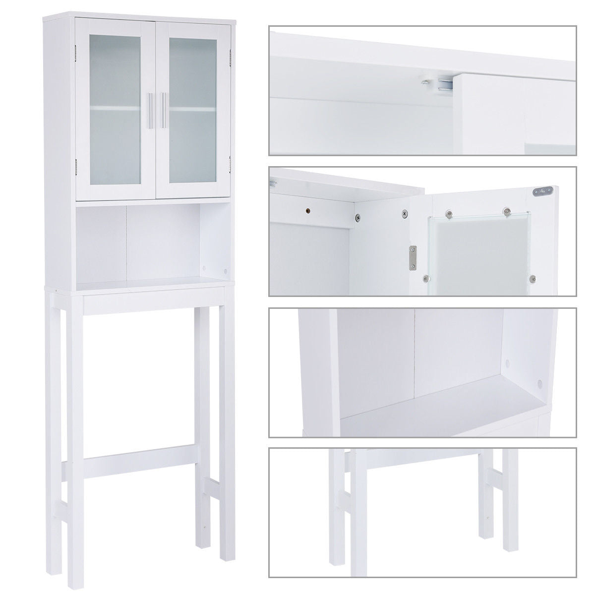 Wooden over the toilet Storage Cabinet with Tower Rack, White Bathroom Etagere   at Gallery Canada