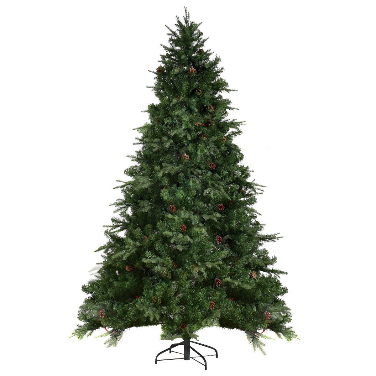 7.5 ft Artificial Christmas Tree with LED Lights and Pine Cones, Green Christmas Tree   at Gallery Canada