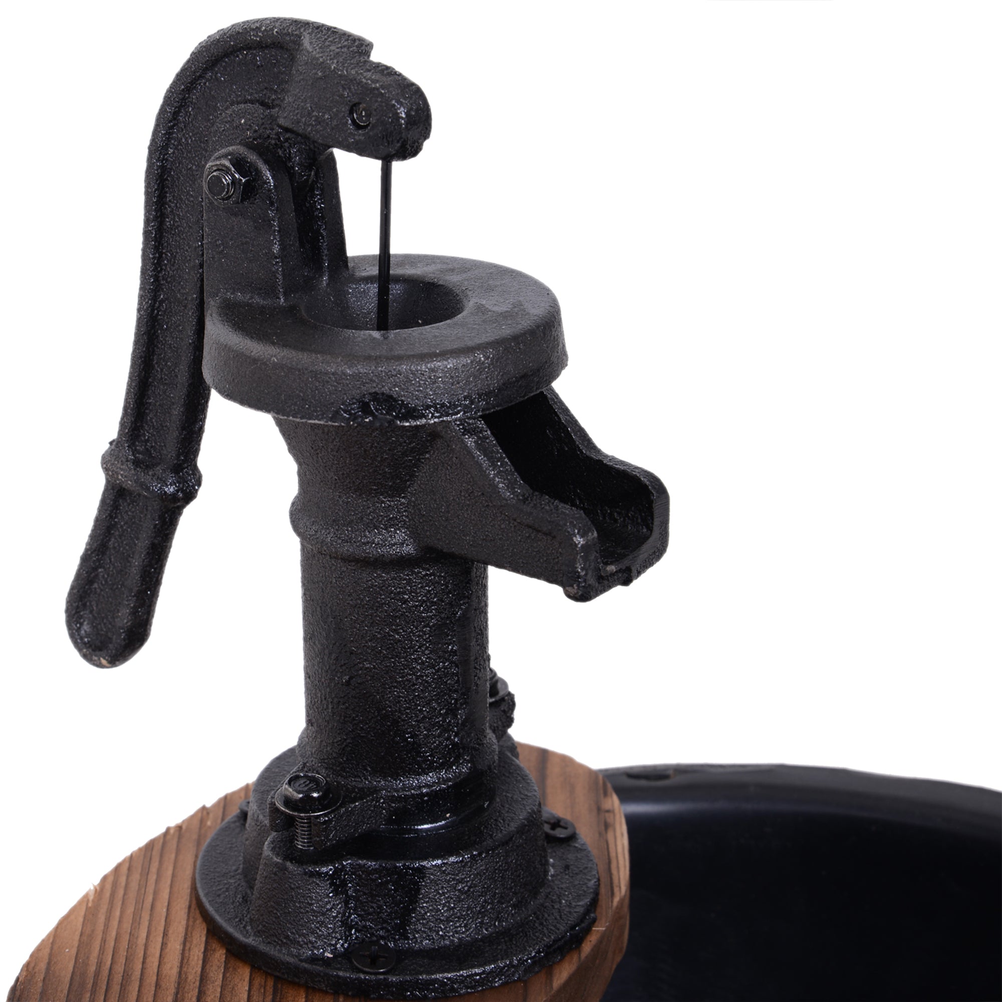 Wooden Outdoor Fountain, Electrical Barrel Waterfall with 3600r/min Speed Pump for Patio, Backyard, Carbonized Water Fountains at Gallery Canada