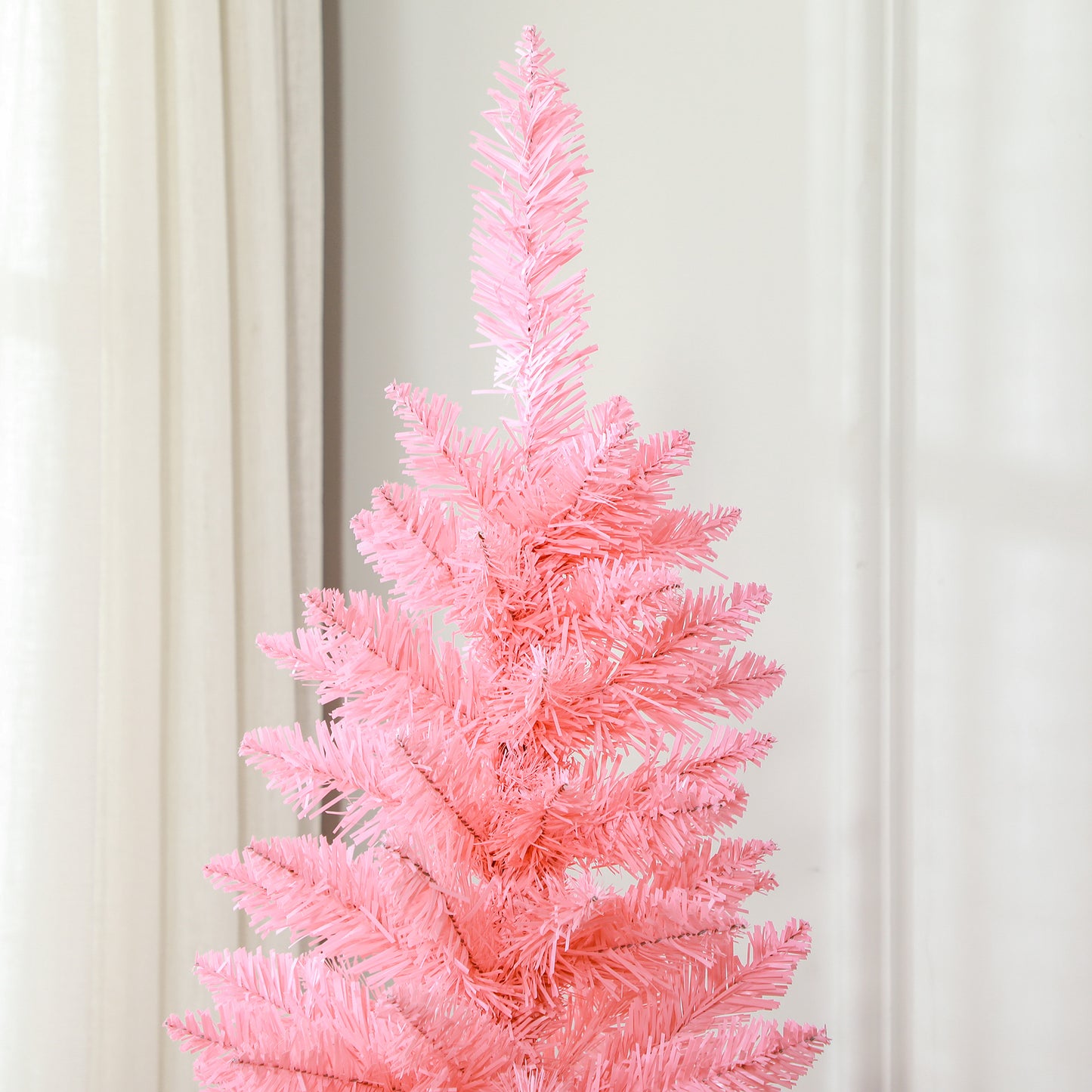 6ft Tall Pencil Artificial Christmas Tree with 479 Branch Tips with Steel Base, Pink Pencil Christmas Trees   at Gallery Canada