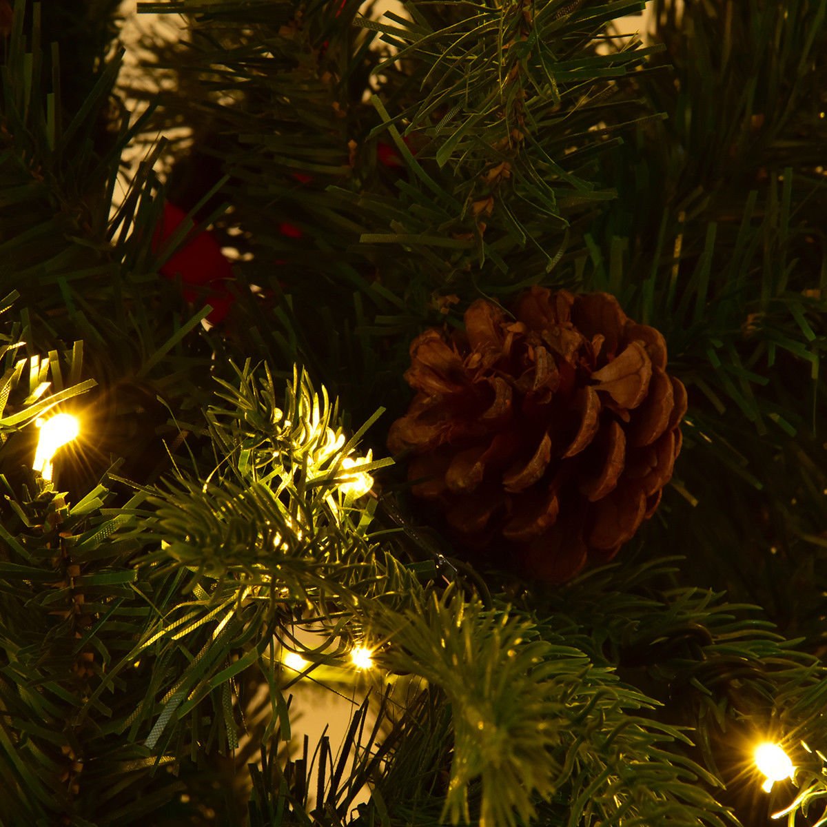 7.5 ft Artificial Christmas Tree with LED Lights and Pine Cones, Green Christmas Tree   at Gallery Canada