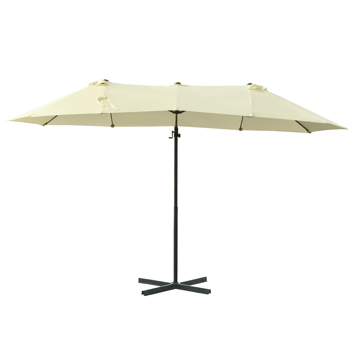 Outdoor Patio Umbrella Offset Cantilever Umbrella with Twin Canopy Sunshade Umbrella with Lift Beige Cantilever Umbrellas Beige  at Gallery Canada