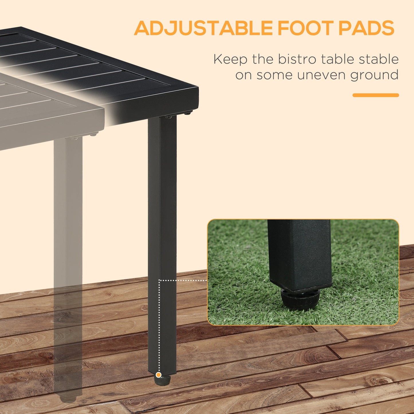 Outdoor Side Table, Patio End Table with Umbrella Hole, Small Coffee Table with Steel Frame for Balcony, Black Patio Side Tables   at Gallery Canada