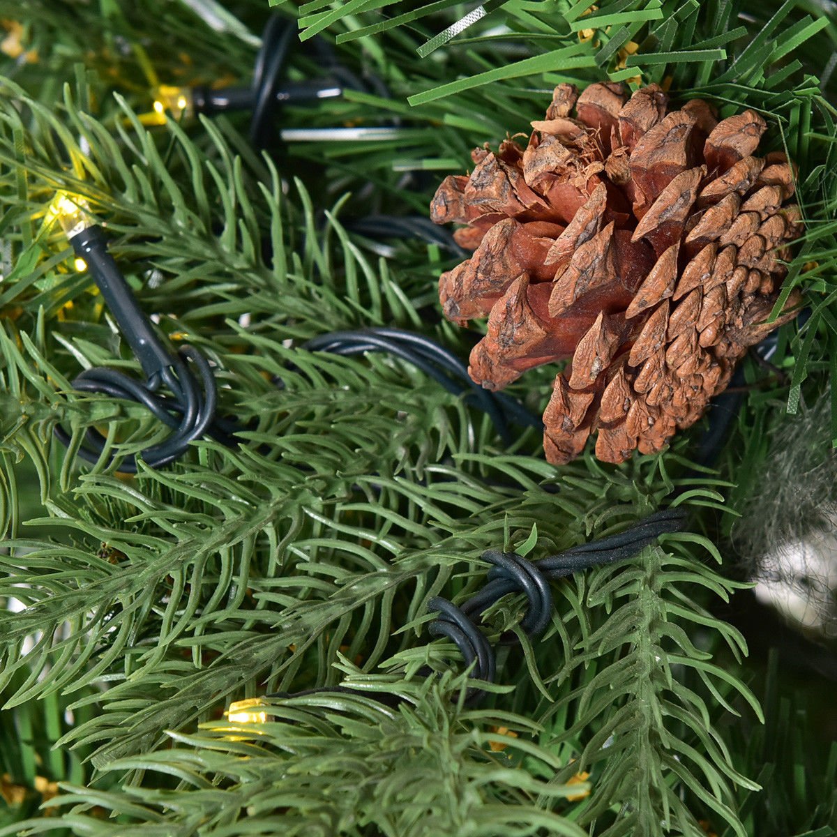 7.5 ft Artificial Christmas Tree with LED Lights and Pine Cones, Green Christmas Tree   at Gallery Canada