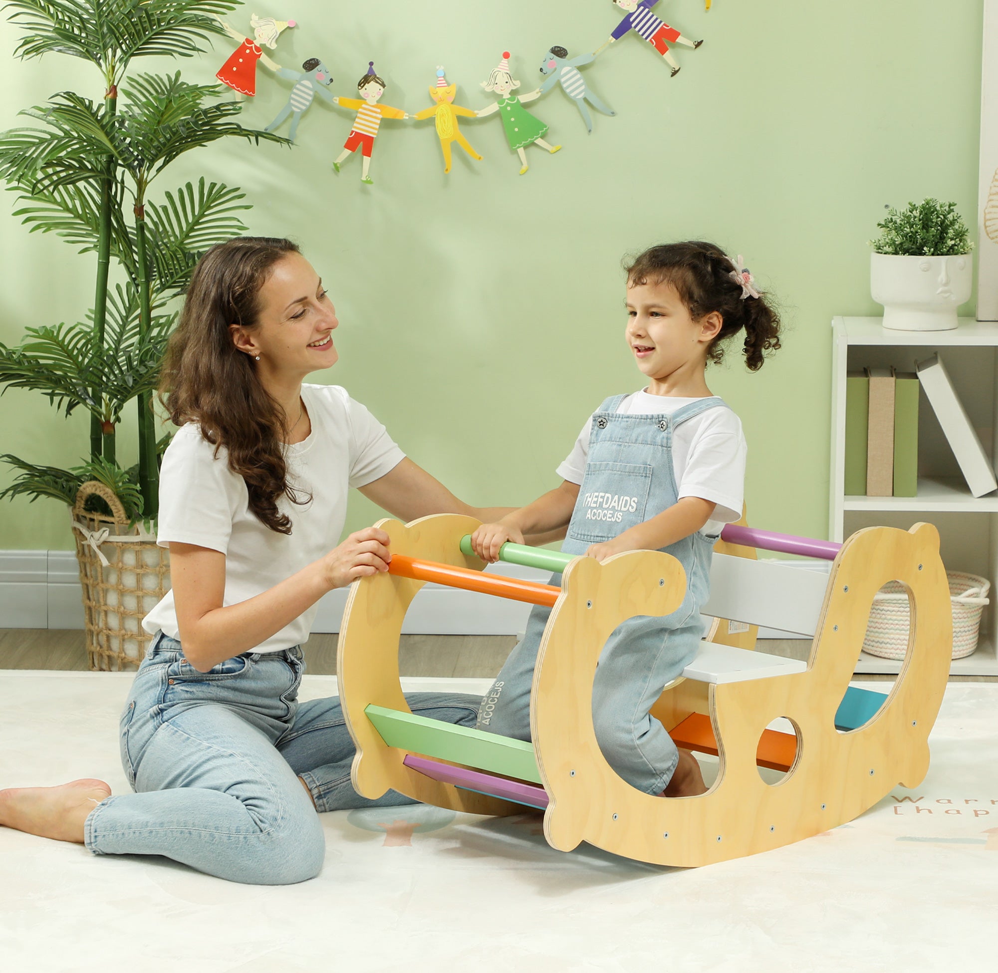 2 in 1 Wooden Arch Ladder Baby Rocker for Toddlers 18-48 Months Baby Gym & Playmats Multi Colour  at Gallery Canada