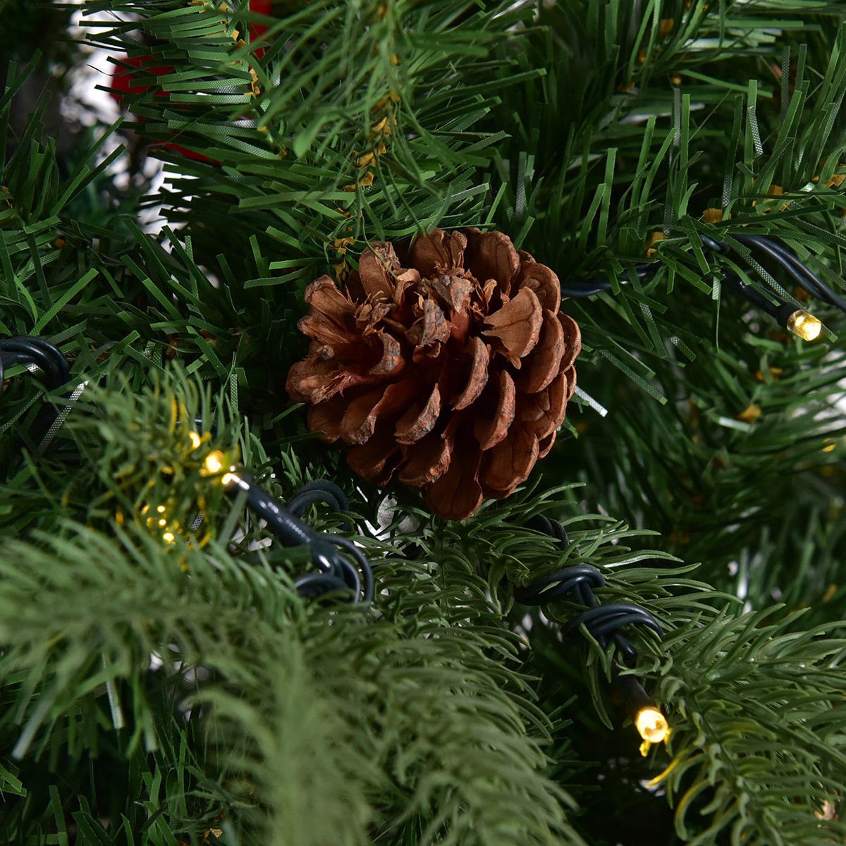 7.5 ft Artificial Christmas Tree with LED Lights and Pine Cones, Green Christmas Tree   at Gallery Canada