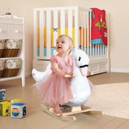 Soft Warm Kids Rocking Horse Child Plush Ride On Toy Swan Style Playtime with Lullaby Song White Rocking Horses   at Gallery Canada