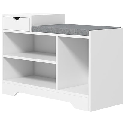 Upholstered Shoe Storage Bench, Shoe Storage with Seat, Entrance Bench with Drawer and 3 Open Shelves for Hallway Shoe Storage Cabinets & Racks Multi Colour  at Gallery Canada