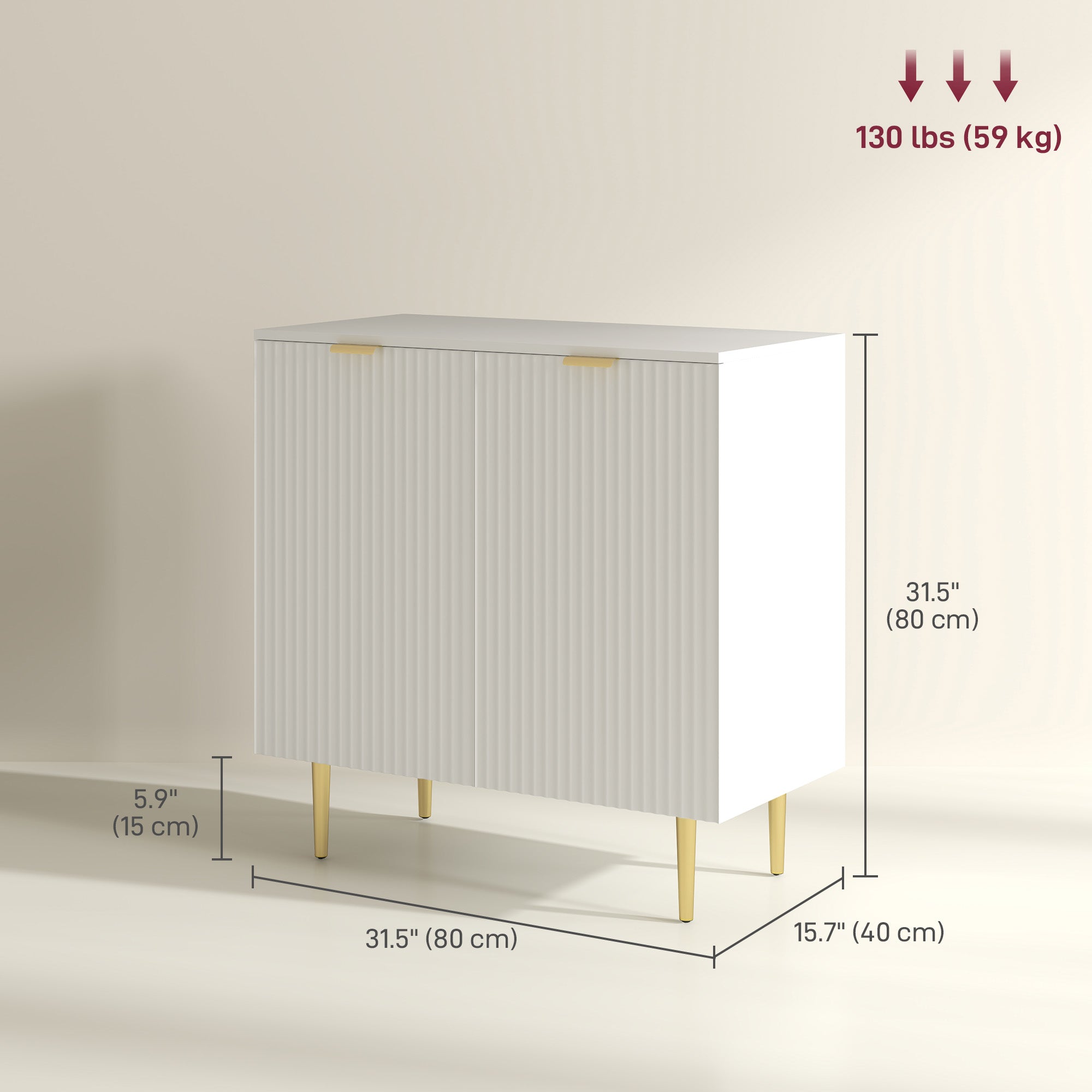 Modern Kitchen Storage Cabinet, Sideboard Buffet Cabinet with Adjustable Shelves and Metal Legs for Kitchen, White Bar Cabinets at Gallery Canada