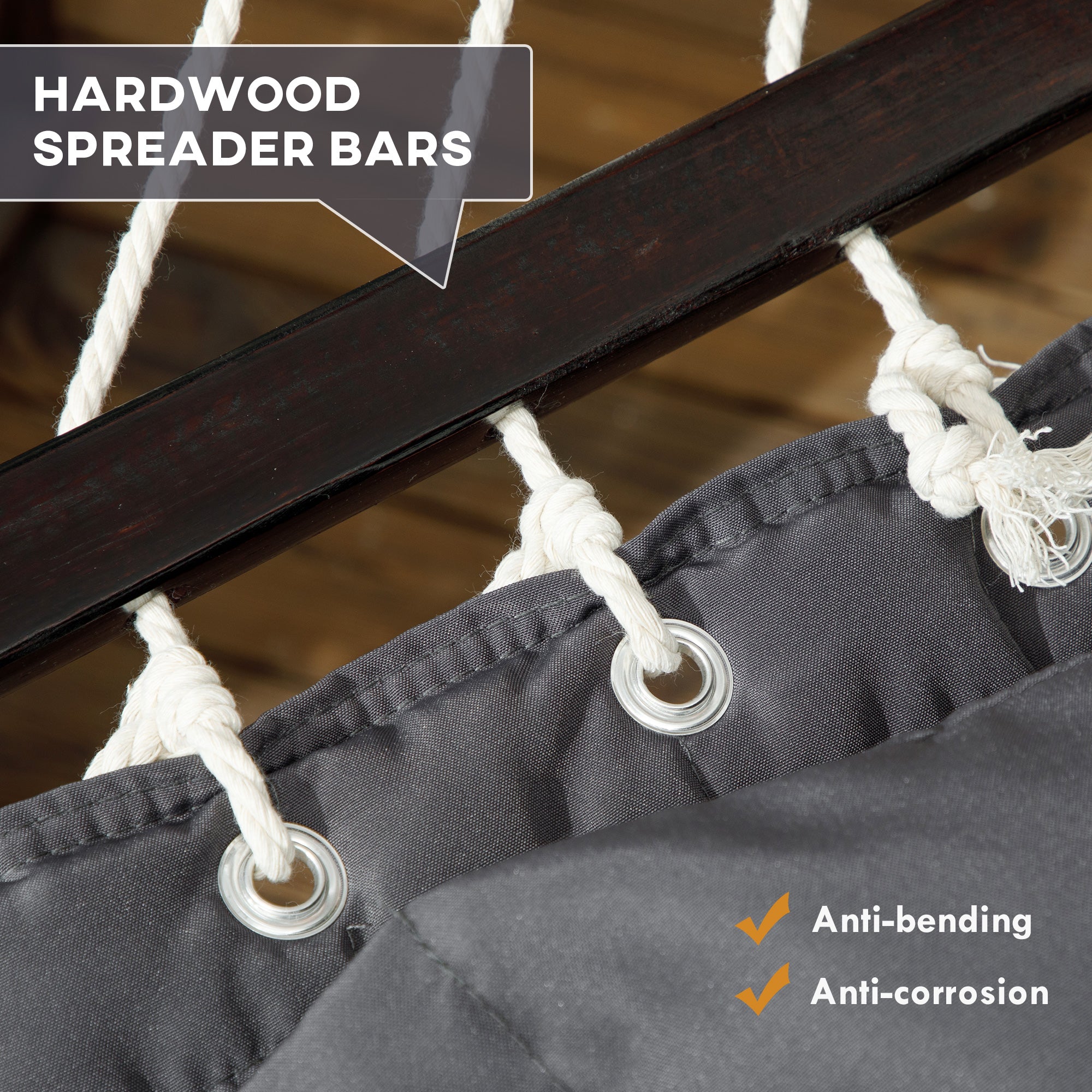 2 Person Hammock Quilted Double Hammock with Stand Pillow Spreader Bars for Outdoor Camping Beach, Dark Grey Camping Hammocks at Gallery Canada