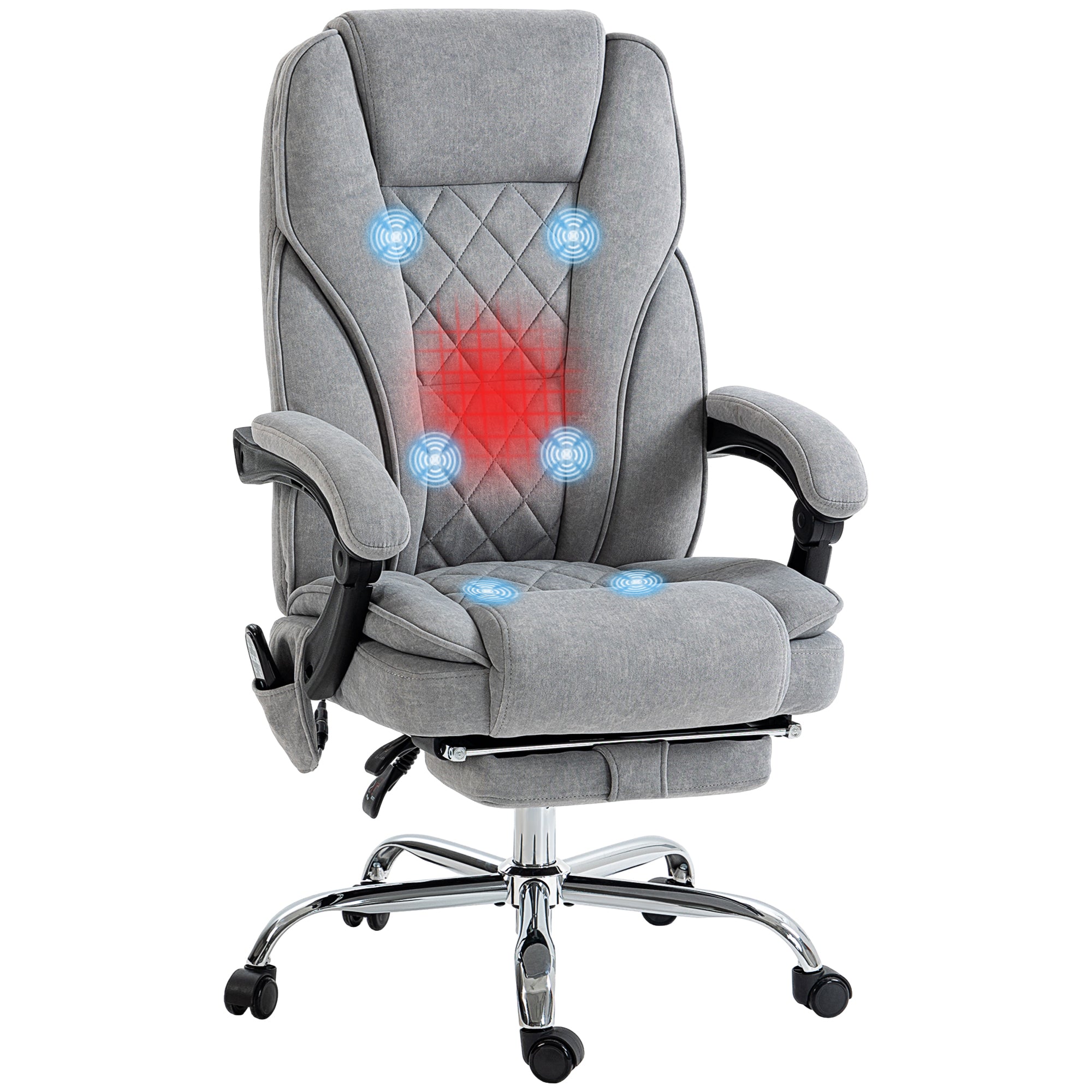 Massage Office Chair, Heated Reclining Computer Chair with Adjustable Height and Footrest, Grey Massage Chairs at Gallery Canada