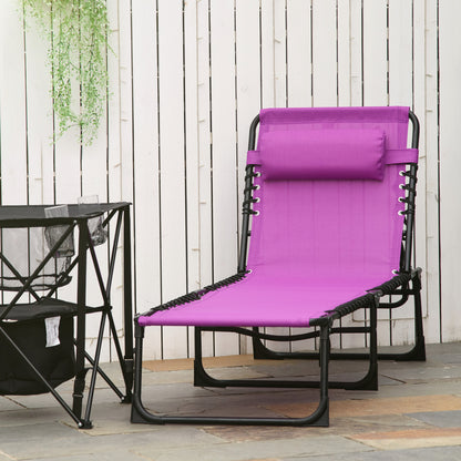 4-Level Adjustable Outdoor Folding Lounge Chair with Headrest, Purple Lounger Chairs Purple  at Gallery Canada