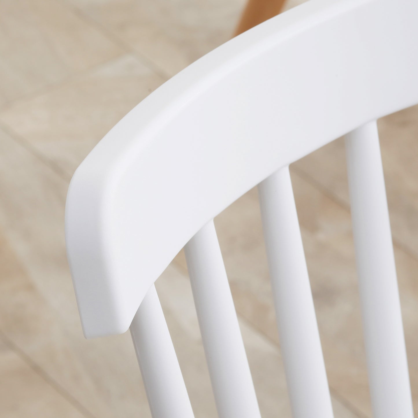 Dining Chairs Set of 4, Modern Kitchen Chair with Slatted Back, PP Seat, Beechwood Legs for Living Room, White Bar Stools   at Gallery Canada