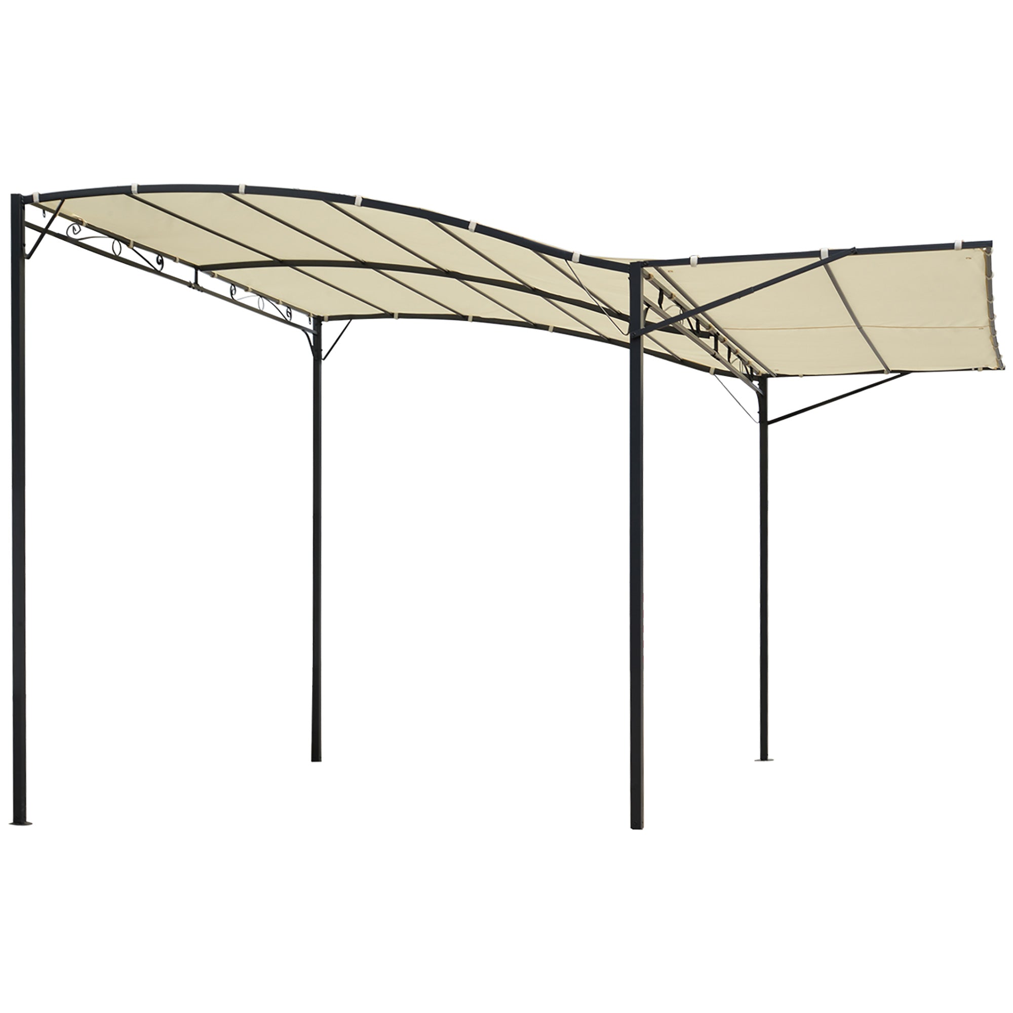 10x8ft Patio Metal Gazebo with Extendable Side Awning Outdoor Shelter Garden Sun Shade Canopy Deck Door Window Awning Cream White Pergolas Cream White, Black Frame at Gallery Canada