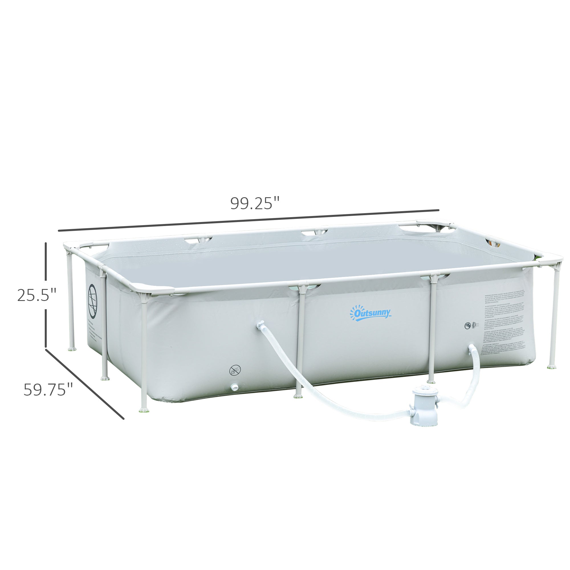 8.3ft x 5ft x 26in Frame Above Ground Swimming Pool Set with Filter Pump Filter Cartridge Reinforced Sidewalls Grey Outdoor Swimming Pools & Hot Tubs at Gallery Canada