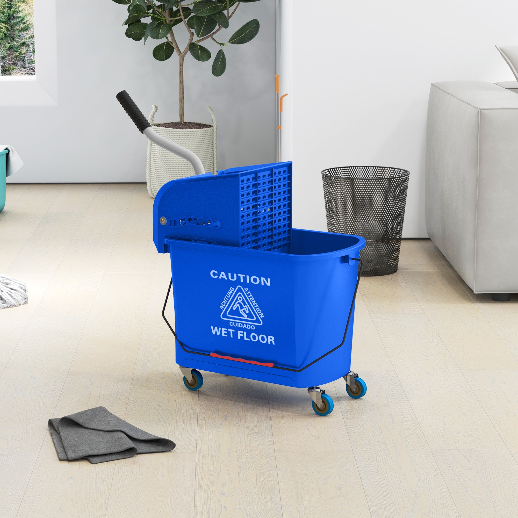 Mop Bucket with Wringer, Mop Bucket on Wheels for Floor Cleaning, 5 Gallon, Separate Dirty and Clean Water, Blue Household Supplies at Gallery Canada