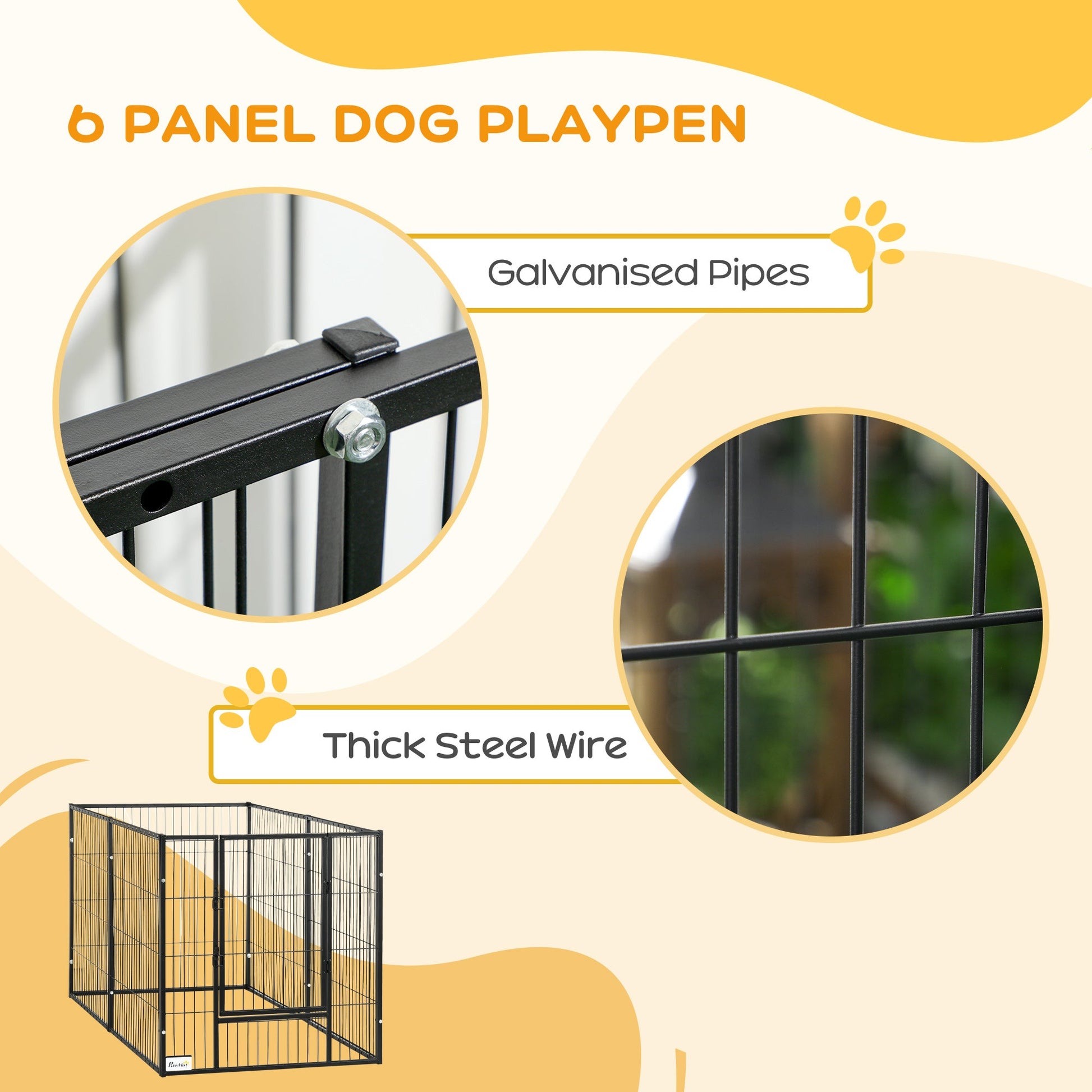 6 Panel 32.5" - 59" x 32" Dog Playpen, Heavy Duty Pet Playpen for Indoor Outdoor, Small and Medium Dogs Houses, Kennels & Pens   at Gallery Canada