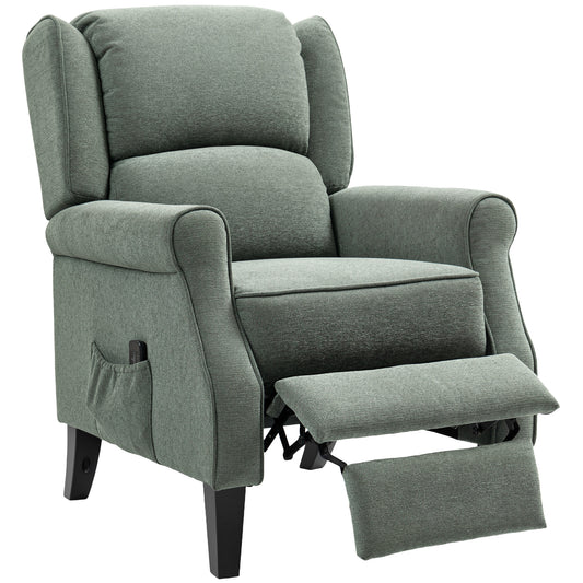 Push Back Recliner Chair, Vibration Massage Recliner for Living Room with Extendable Footrest, Remote, Dark Green Sofas & Reclining Chairs at Gallery Canada