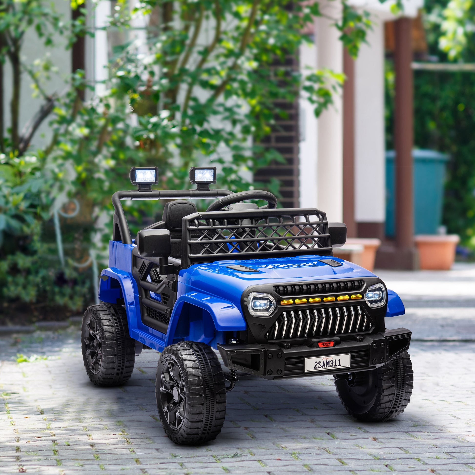 12V Ride on Truck, Electric Car for Kids with Remote Control, Suspension, 3 Speeds, USB Music Headlights, Dark Blue Electric Toy Cars   at Gallery Canada