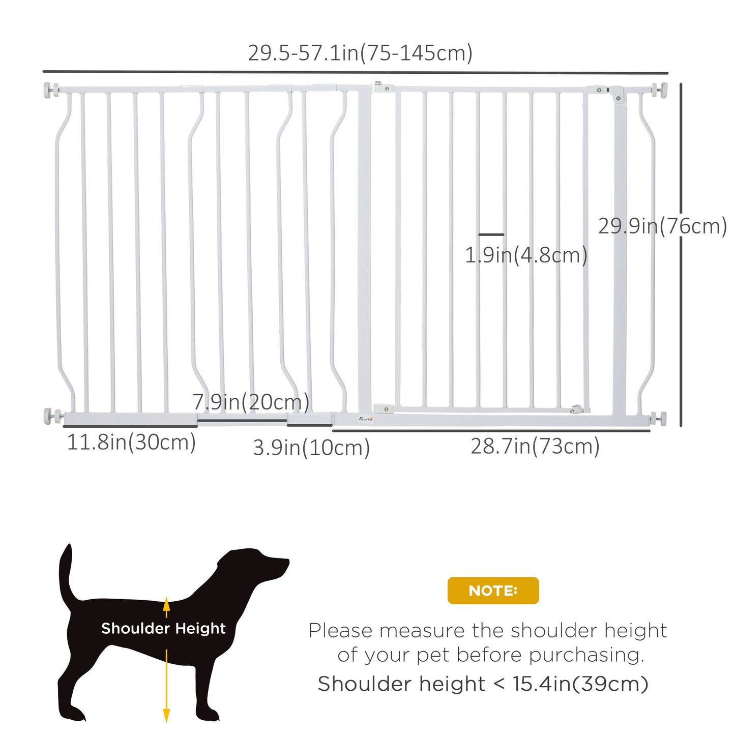 30"- 57" Extra Wide Dog Gate with Door, Double Locking System, Easy Install Pet Gate for Stairs, Hallways, and Doorways, White Houses, Kennels & Pens   at Gallery Canada