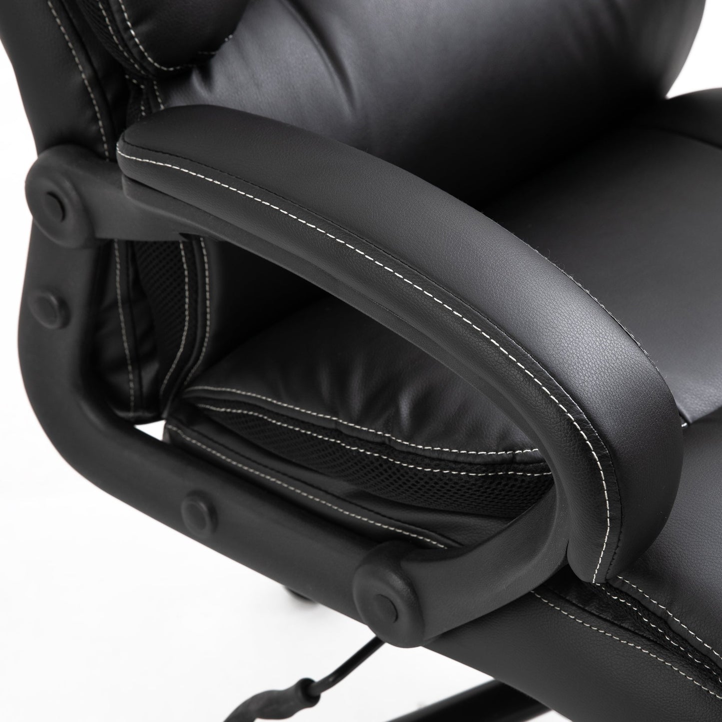 Ergonomic Heavy-Duty Office Chair with Adjustable Height, PU Leather, Rocker, 360° Swivel, 400lbs Capacity, Black Executive & Manager Chairs   at Gallery Canada