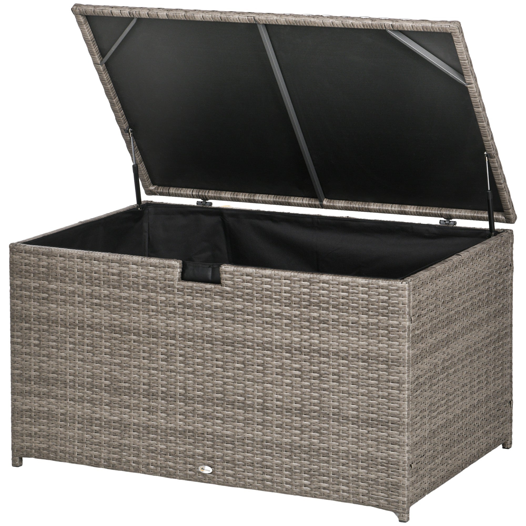 113 Gallon Outdoor Storage Box, Rattan Deck Box for Indoor, Patio Furniture Cushions, Mixed Grey Patio Storage Boxes Mixed Grey at Gallery Canada