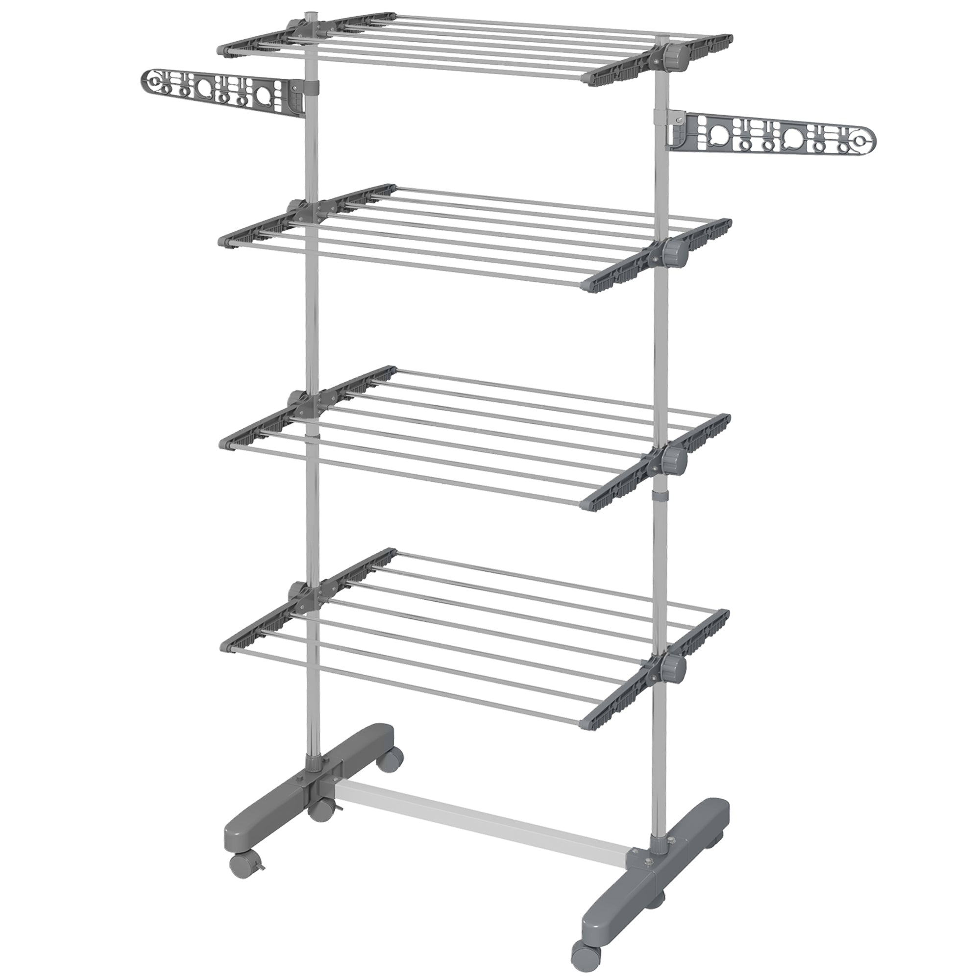 Garment Drying Rack Stainless Steel Folding Clothes Hanging Rack with Side Wings Castors for Indoor Outdoor Grey Bath Accessories Grey and Silver at Gallery Canada