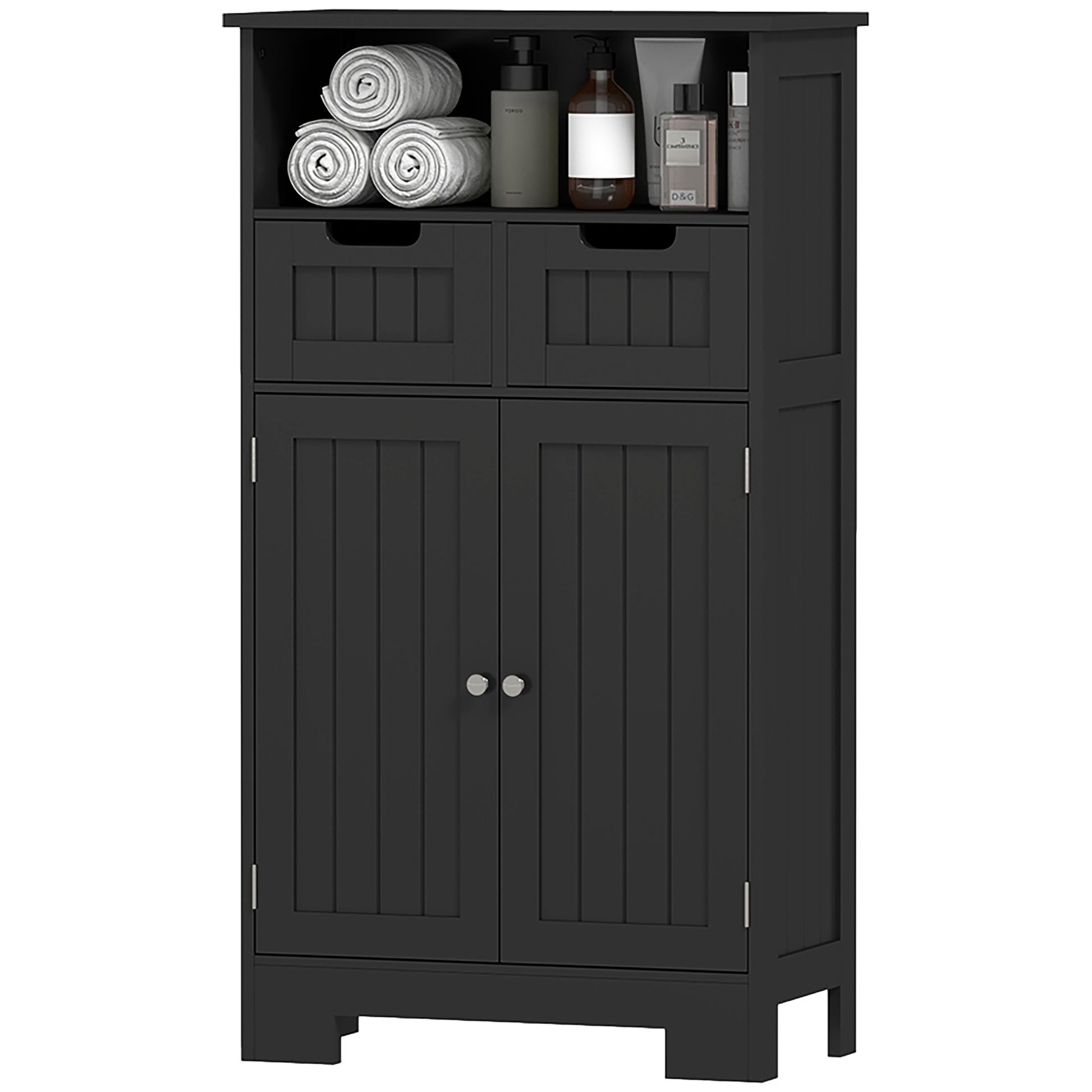 Freestanding Bathroom Cabinet with Adjustable Shelf and Drawers, Small Cabinet for Bathroom, Living Room, Black Bathroom Cabinets at Gallery Canada