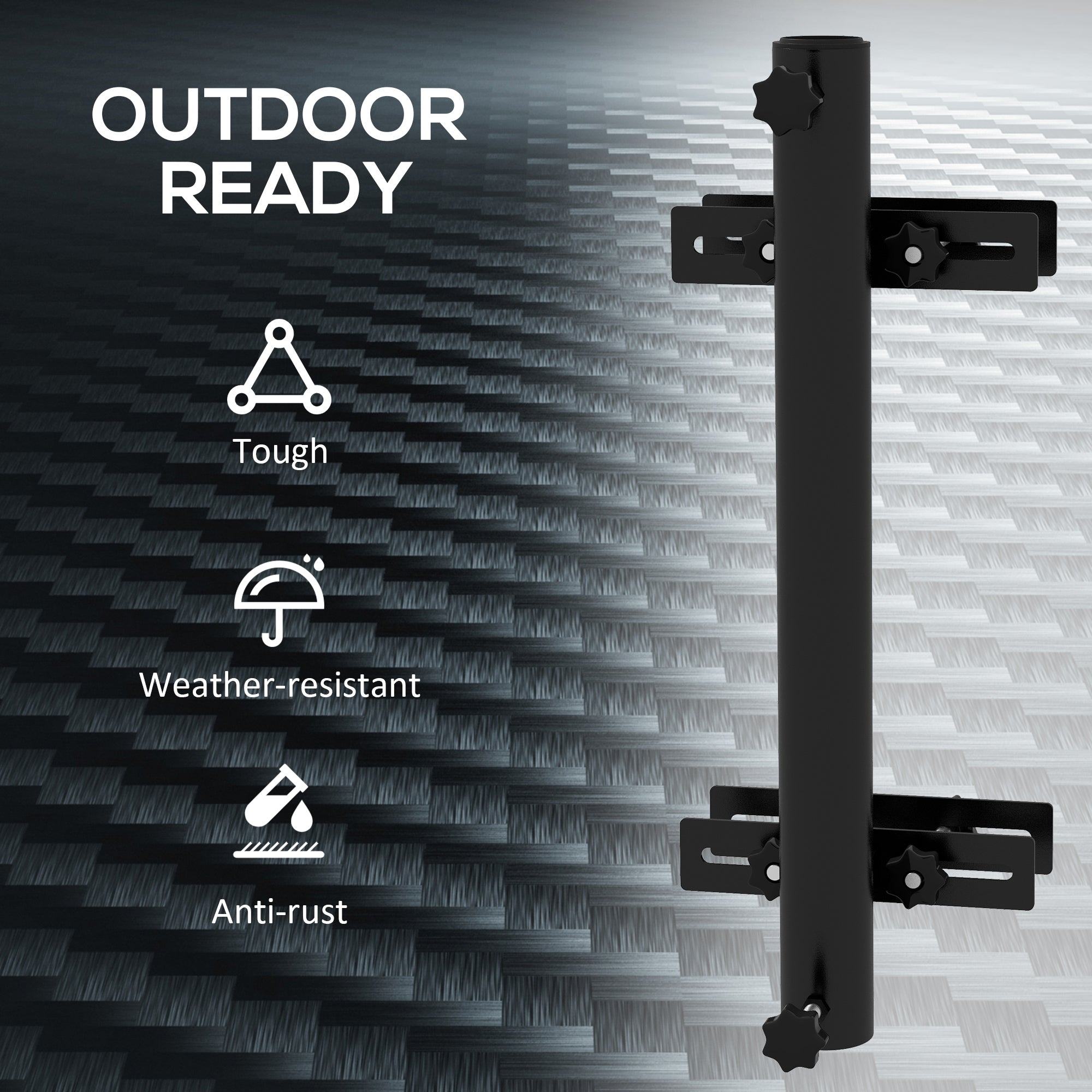 Patio Umbrella Holder Stand for Deck Railing, Umbrella Deck Mount Bracket with Adjustable Clamps, Black Umbrella Bases at Gallery Canada
