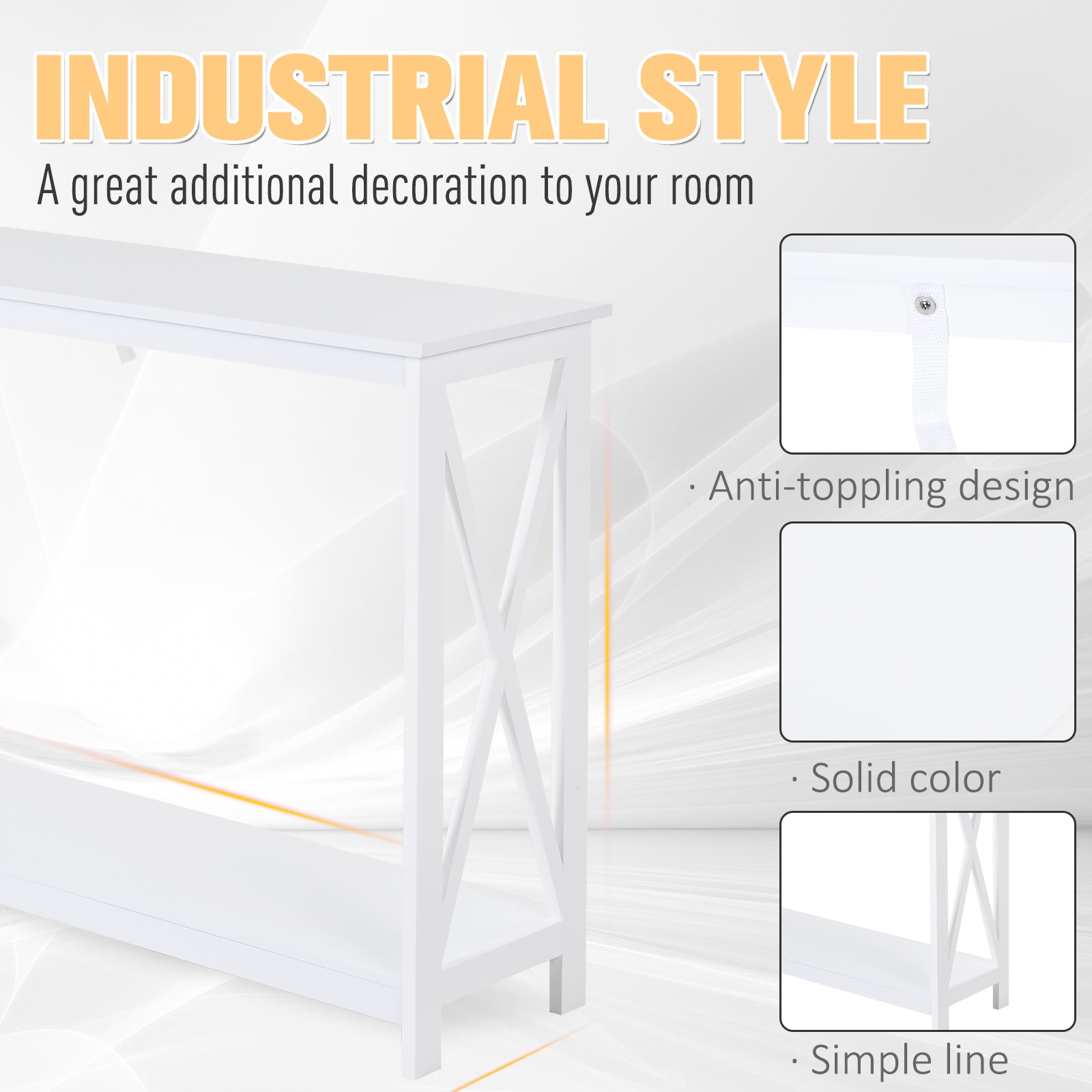 2 Tier X-Design Console Table Sofa Side Table w/Storage Shelf for Living Room Entryway, White Console Tables at Gallery Canada