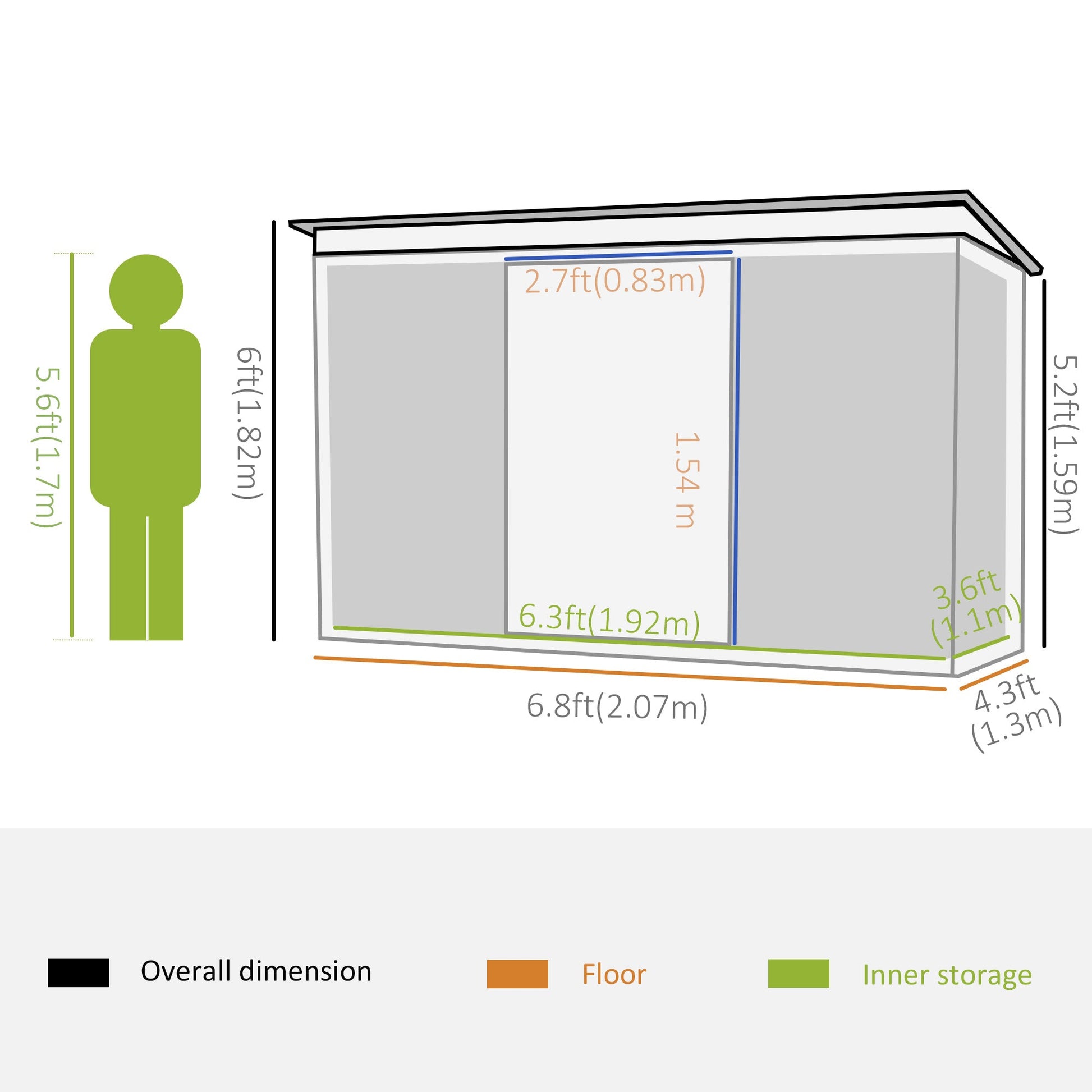 7'x 4' Metal Patio Storage Shed Garden Lockable Shed Tool Utility Storage Unit, Green Sheds   at Gallery Canada