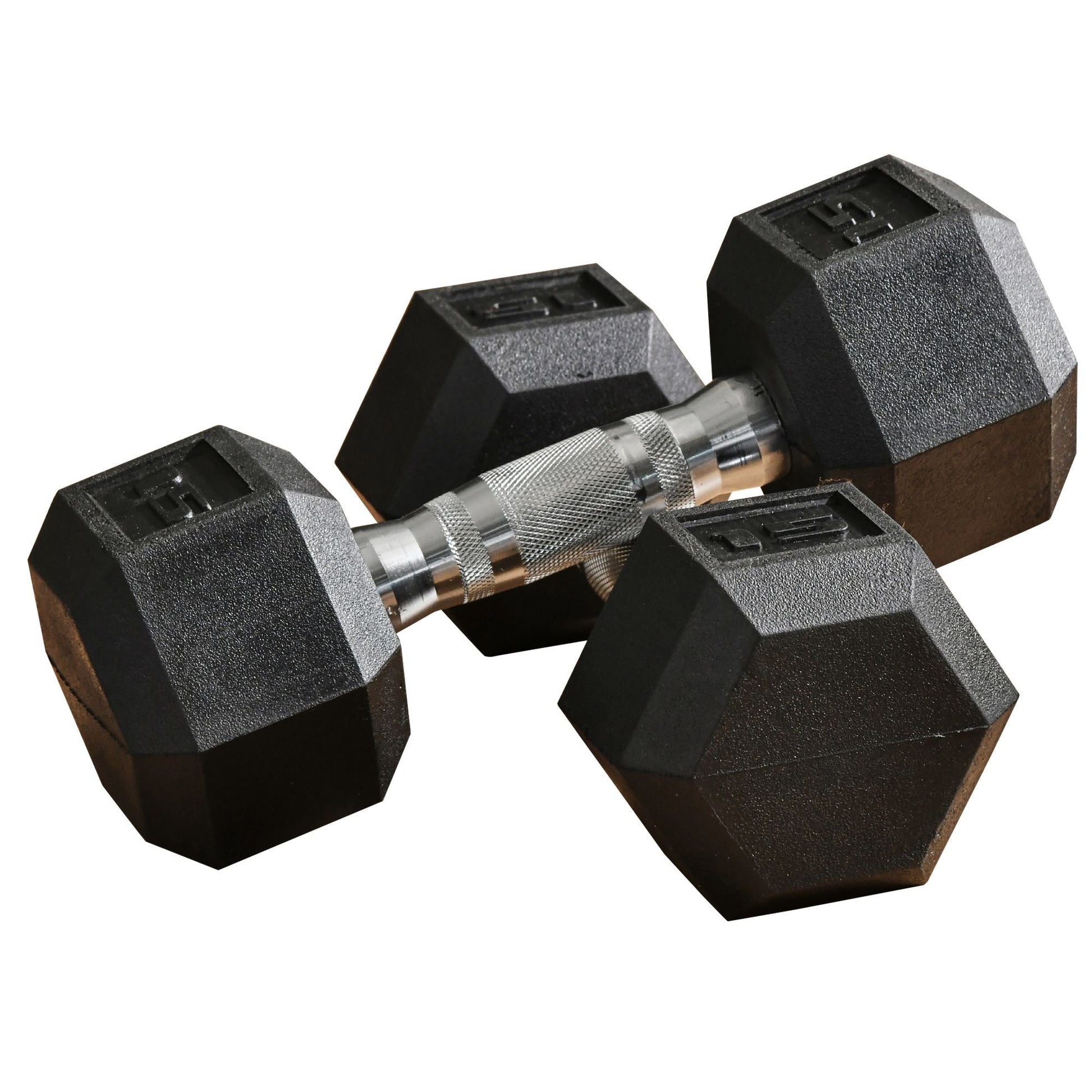 Set of 2 Hex Dumbbell Weights, Rubber Lift Weights for Strength Training, 15 Lbs./Single, Black Dumbbells & Barbells Black  at Gallery Canada