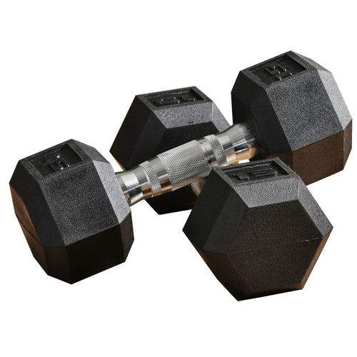 Set of 2 Hex Dumbbell Weights, Rubber Lift Weights for Strength Training, 15 Lbs./Single, Black