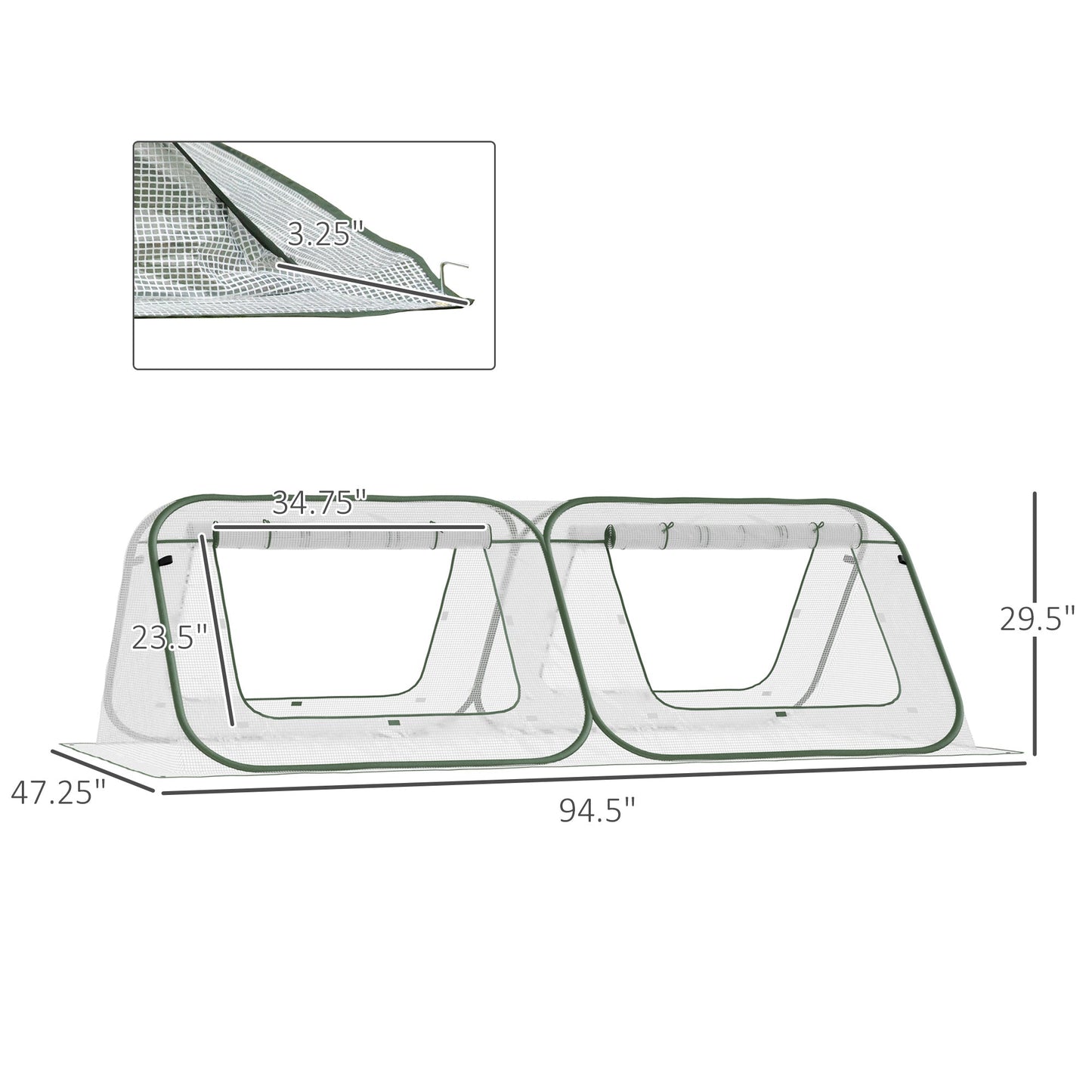 95" x 47" x 30" Pop Up Mini Greenhouse with Roll Up Doors &; Portable Zipper Bag for Plants Outdoor, PE Cover Mini Greenhouses   at Gallery Canada